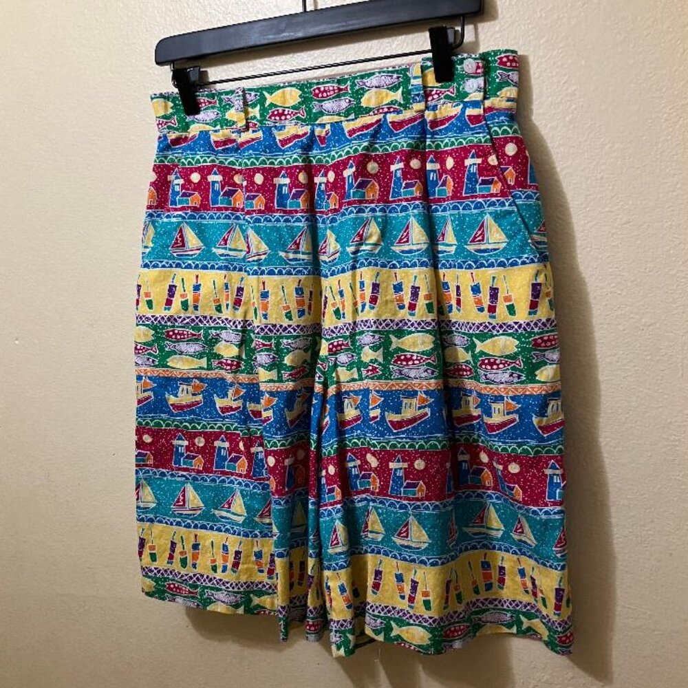 Vintage Susan Bristol Women's Multicolor Patterned High Waist Shorts Size 16